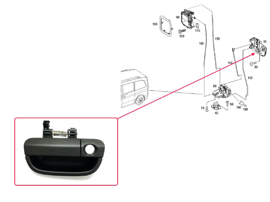 Външна дръжка за Mercedes Vito W639 (2003-2015)