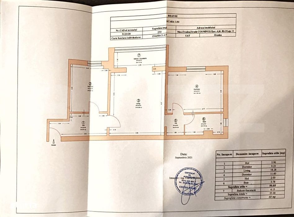 Apartament cu 3 camere, 50.85 mp, zona Rogerius