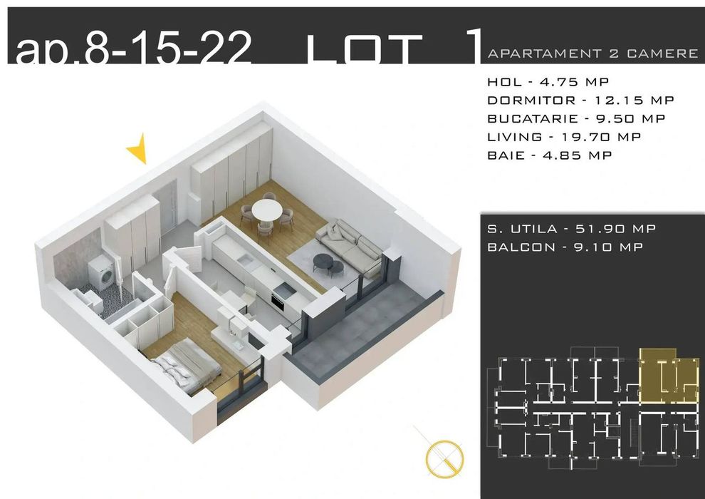 Apartament 2 camere decomandat PARCARE INCLUSA metrou N Teclu