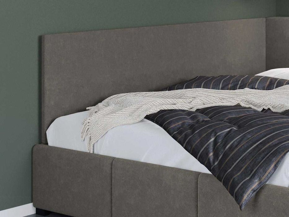 Pat Tapitat de colt Avelis Cappuccino cu somiera rabatabila