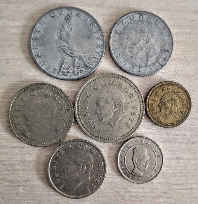 Lot Monede vechi Turcia de colecție Lira, Bin Lira, Yeni Kuruș (1977+)