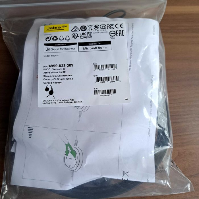 Casti cu fir Jabra Evolve 20 SEMS Stereo