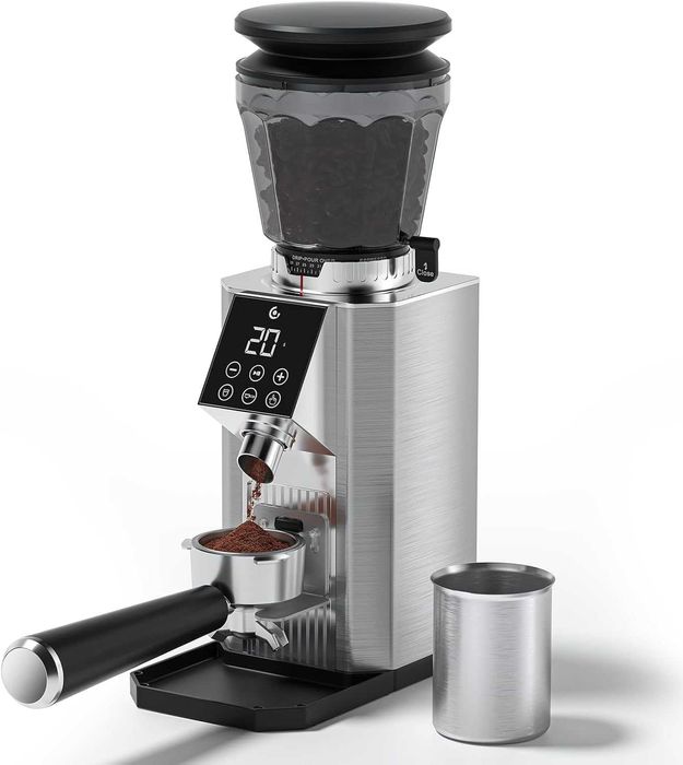 Râșniță Cafea AMZCHEF Inox, 45 Trepte Măcinare, Ecran LED Touch