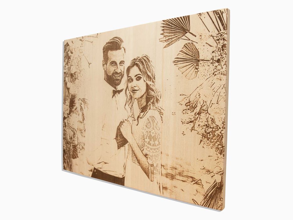 Гравирана снимка върху дърво 40х30см, Подарък за Рожден ден, Имен Ден