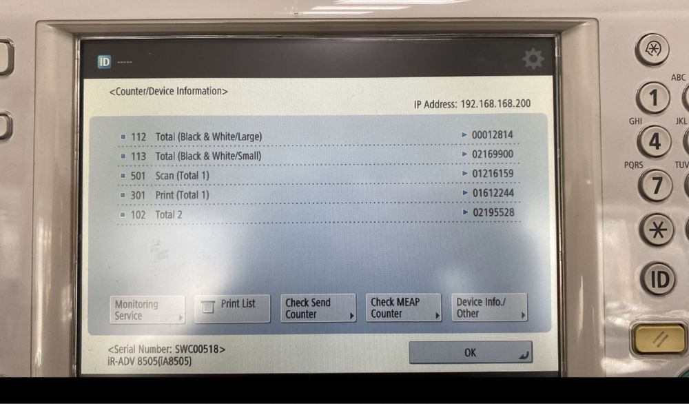 Copiator Canon Advance 8505 CILINDRU DE 6 mil.