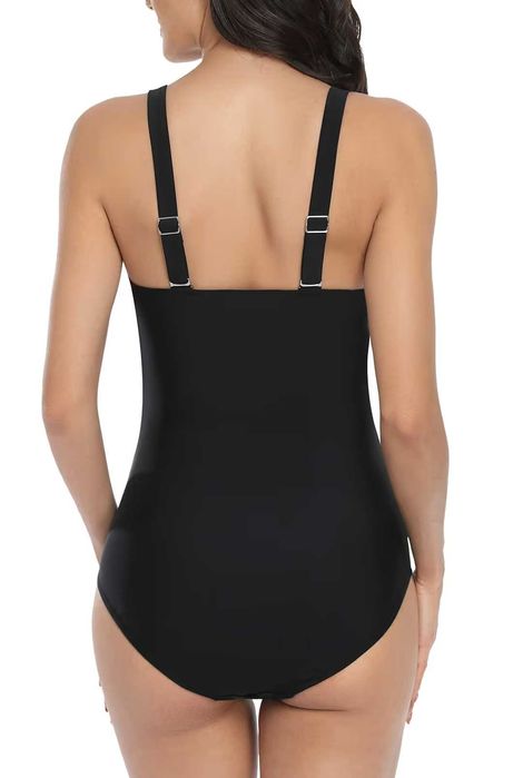 Цял бански за бременни с регулируеми презрамки и кръстосано деколте, цвят Черен, размер - L