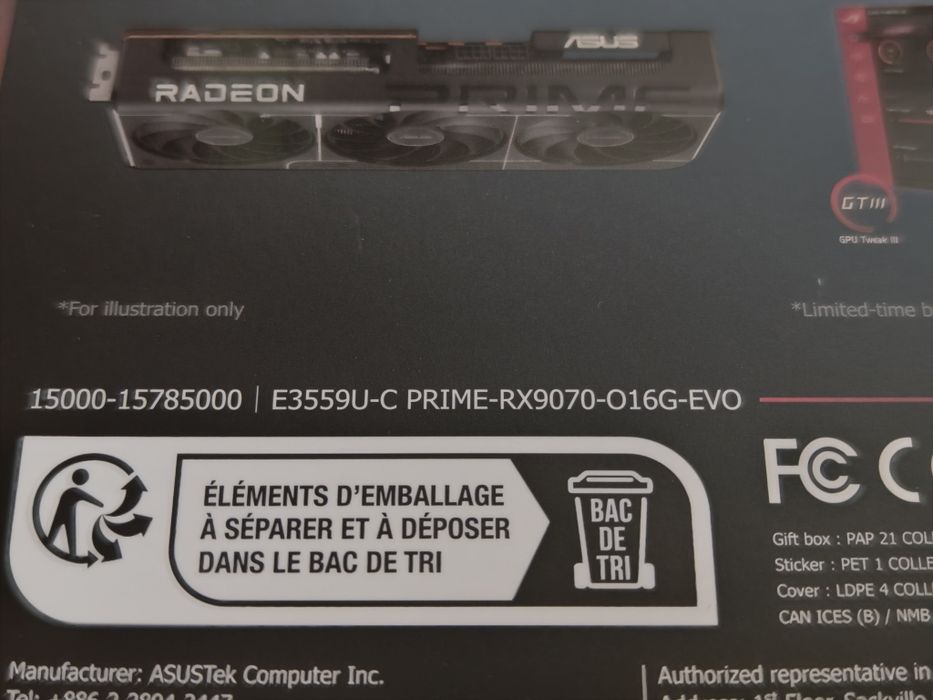 Vand placa video Asus RX9070 PRIME EVO 16/256gb noua sigilata garantie