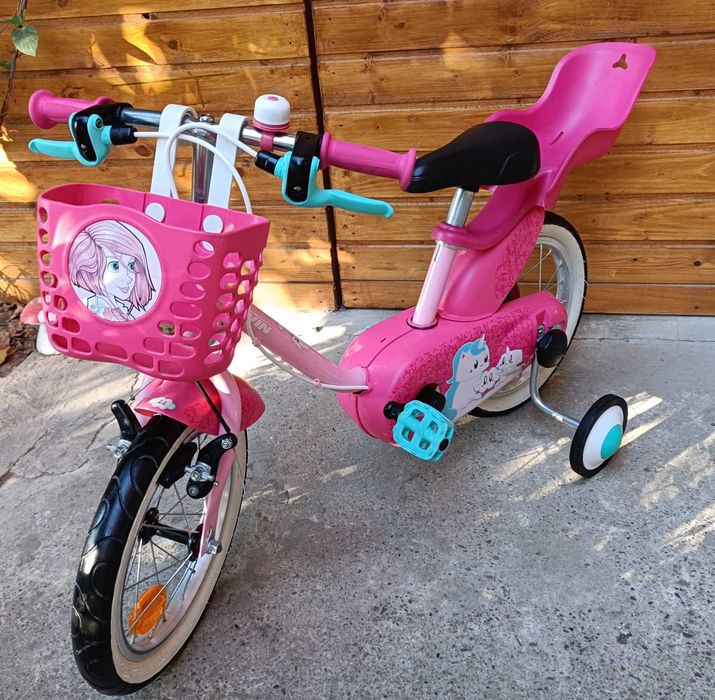 Bicicleta copii 3-5 ani,  de fete, roz, marca Btwin de 14 inch