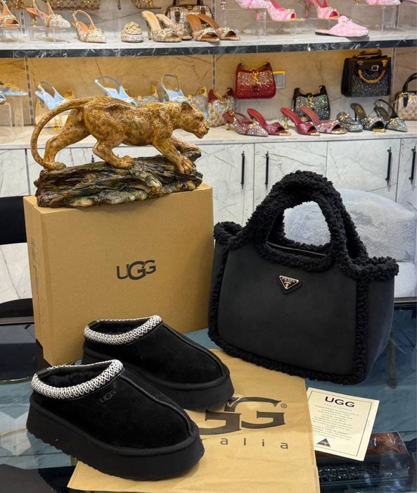 Ugg естествена кожа  чанта и обувки сет