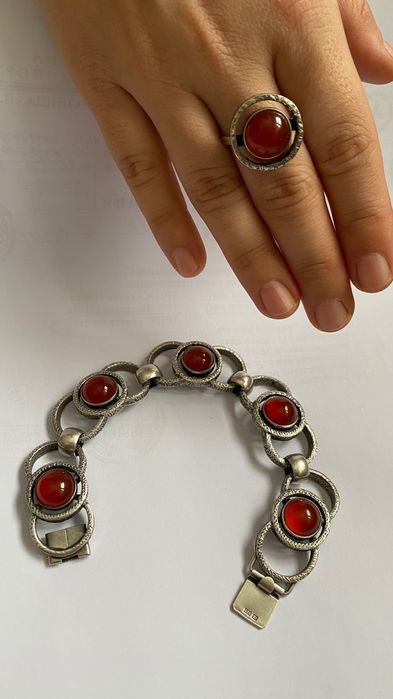 Антична сребърна гривна + пръстен