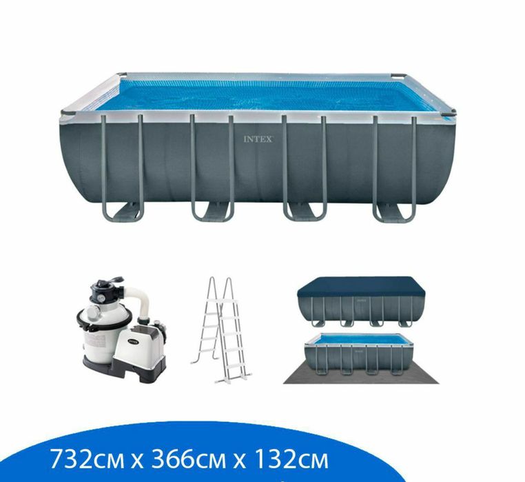 Intex 732x3.66x132см каркасный бассейн Ultra xtr fram+ даставка