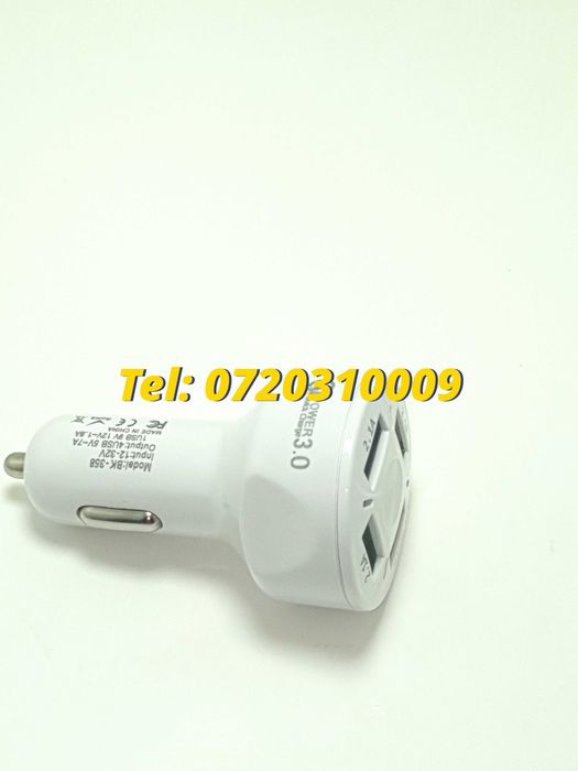 Incarcator Universal Masina Auto 4 Porturi Bricheta Usb Qc Fastcharge