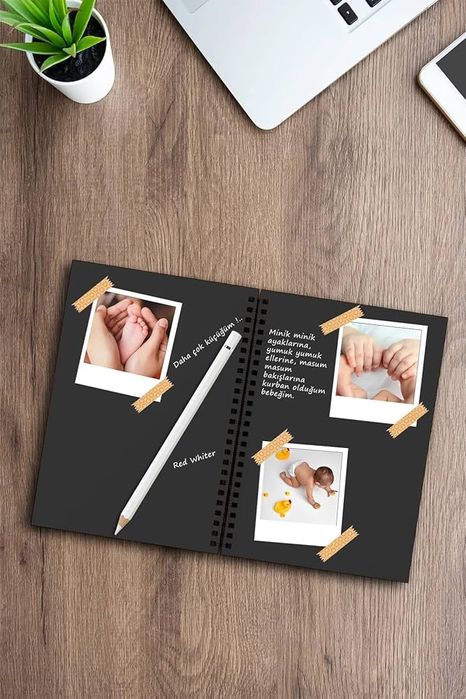 Черна тетрадка с бял химикал