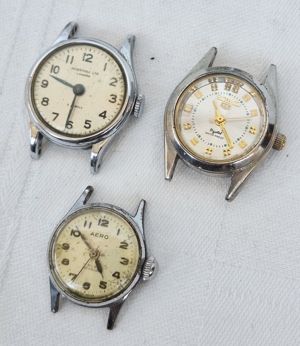 Lot 9 ceasuri mecanice cu defecte, Duward, Aero, Wilson, Ingersoll, Planesa, Nostrana fara curele, din oțel
