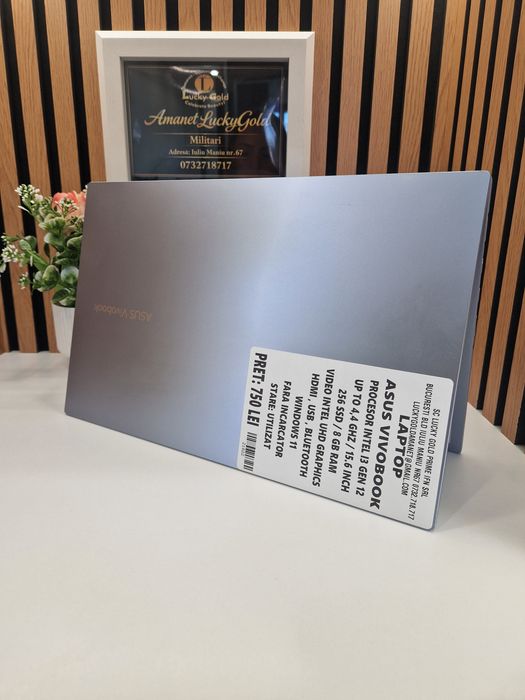 Asus VivaBook i3 Gen 12 update to 4,4 GHZ 15.6 inch 256GB SSD 8GB RAM Intel UHD Graphics fără Încărcător Garanție!#21822