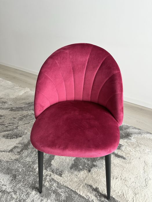 Set 4 scaune catifea fuchsia / dining modern – stare excelentă