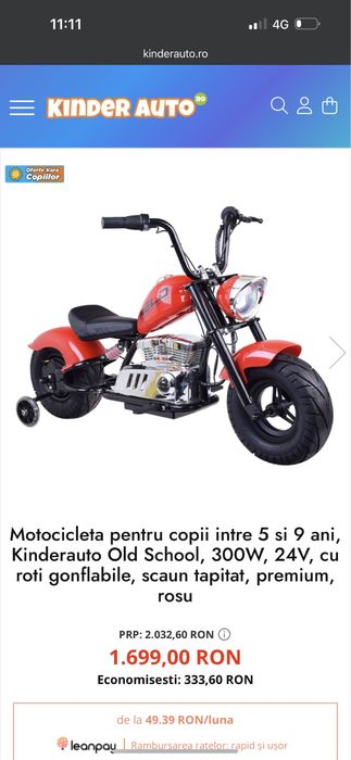 Motocicleta pentru copii intre 5 si 9 ani