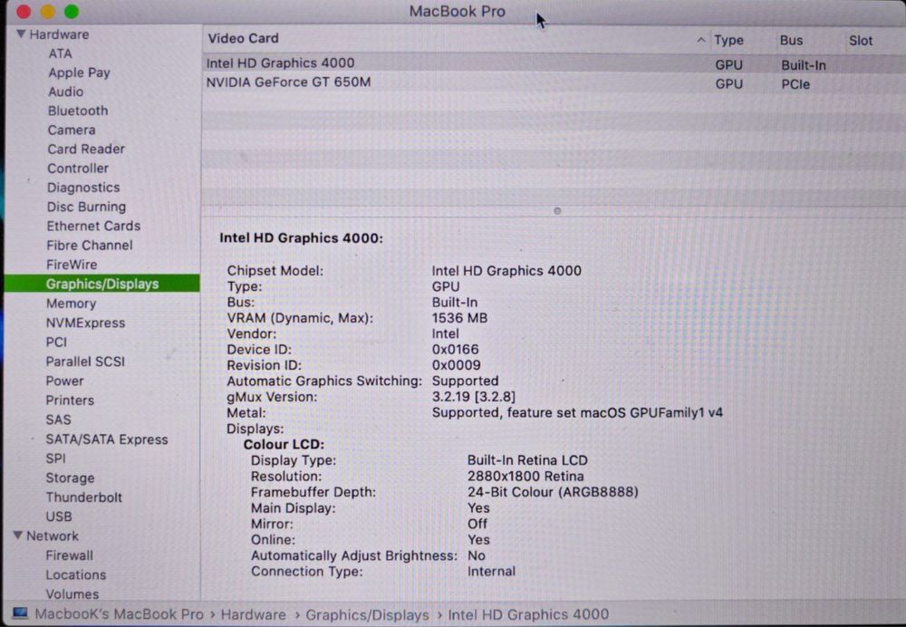 Macbook pro '15  i7  8/256 ssd (Retina)