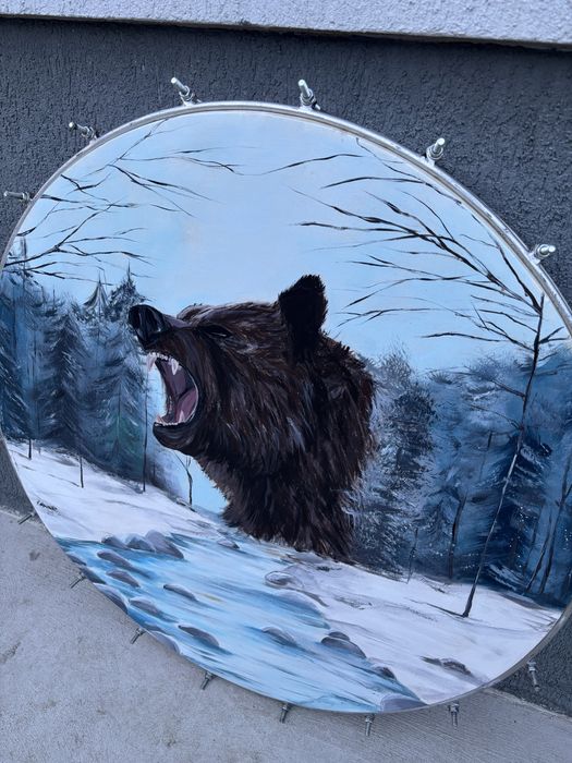 Doba din piele de capră pictată manual