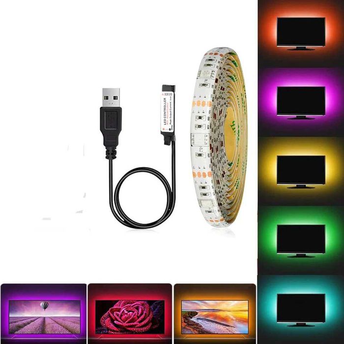Banda LED Rgb  iluminare fundal TV telecomanda / alimentare USB