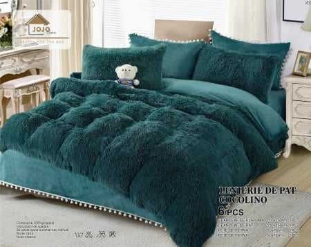 Lenjerie De Pat Pufoasa FLUFFY -Cu Ciucuri