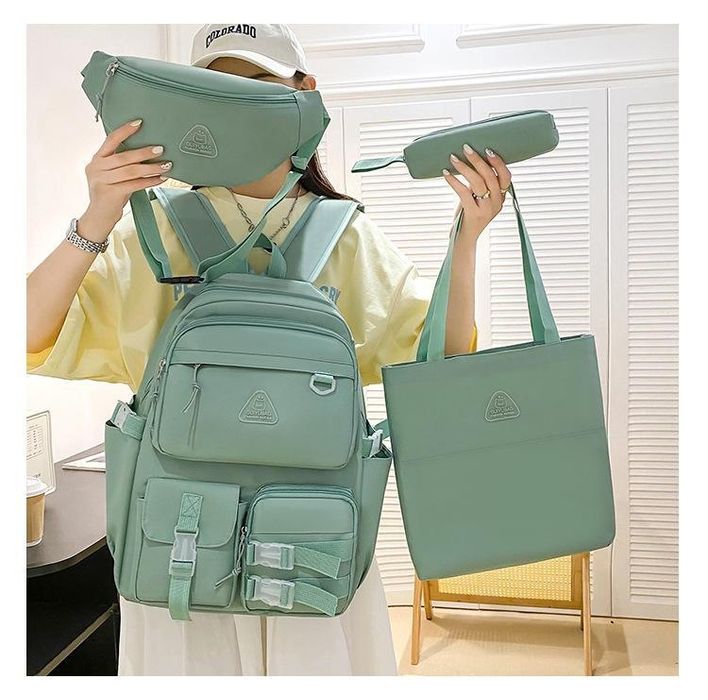 Школьный подростковый рюкзак комплект 4 в 1 сумка пинал сумка банан