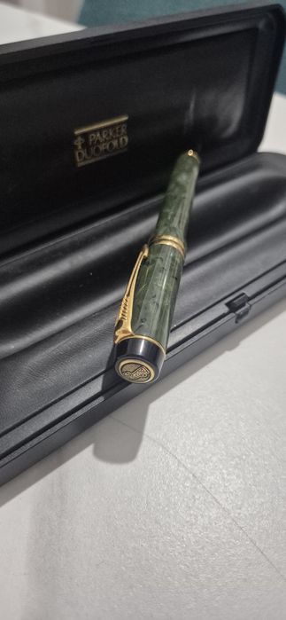 Stilou de Lux Parker Duofold Centennial Marbled Green – Peniță Aur 18k / Stare Impecabilă