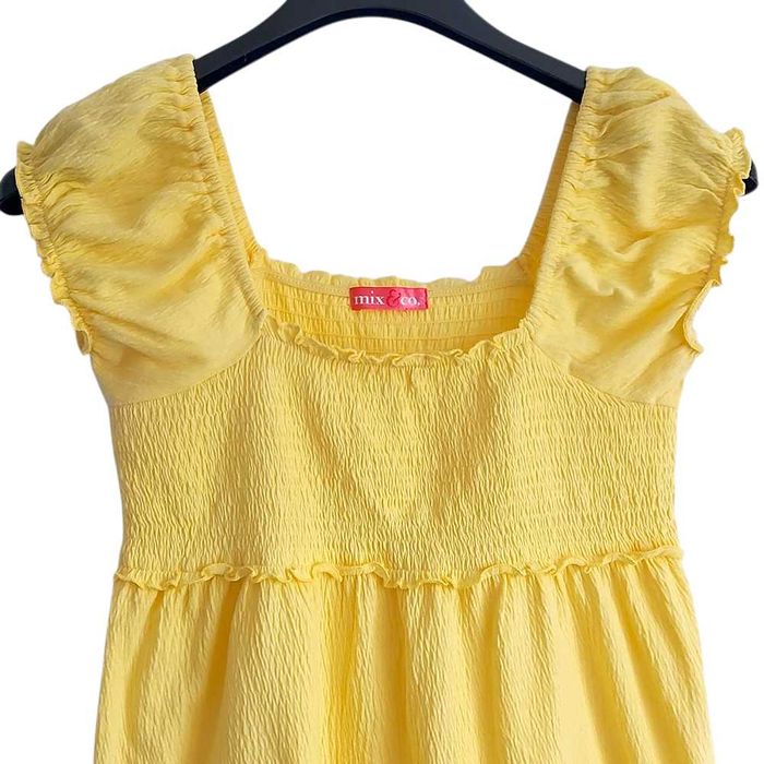 Bluză vară galbenă Mix & Co mărimea S / M bust elastic volănașe