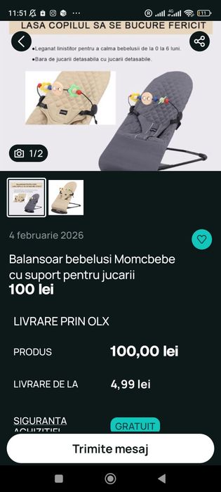 Vind balansuar firma Momcbebe in stare ideala unisex.