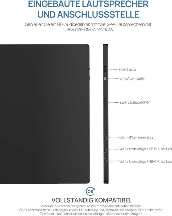 Monitor portabil ARZOPA 15.6" FHD 1080P – Ca nou / Folosit extrem de puțin