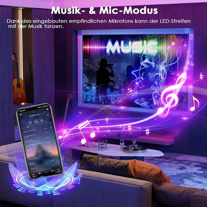 HOVVIDA LED 5 m RGB 30 LEDs – Bandă LED decorativă