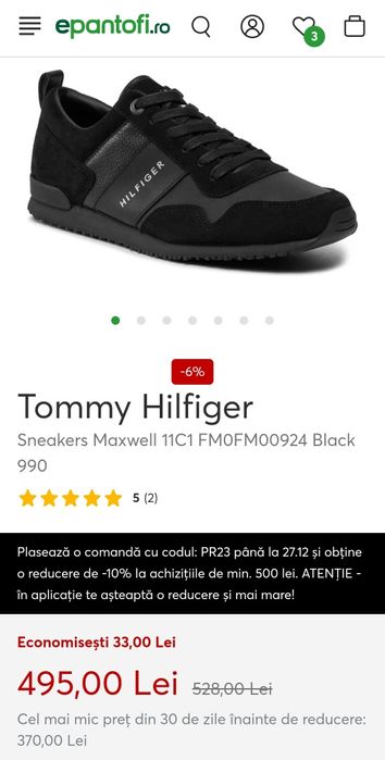 Sneakers Tommy Hilfiger Black
Mărimi: 41, 42, 43
