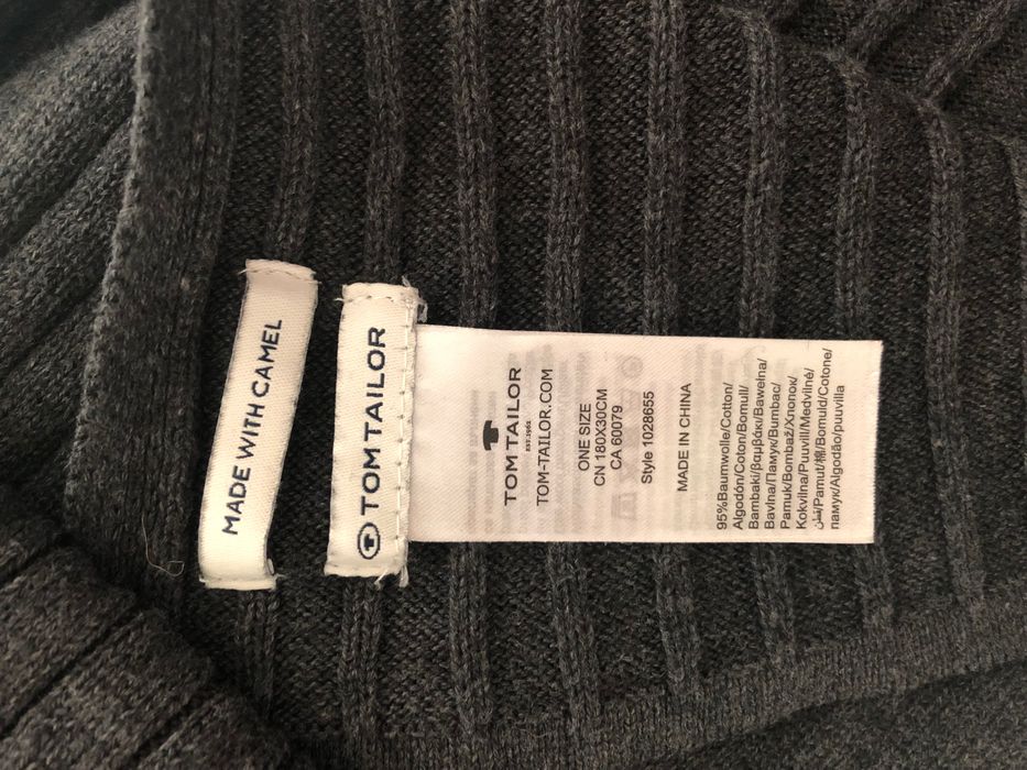 Tom Tailor - Рипсени шал, тъмно сив