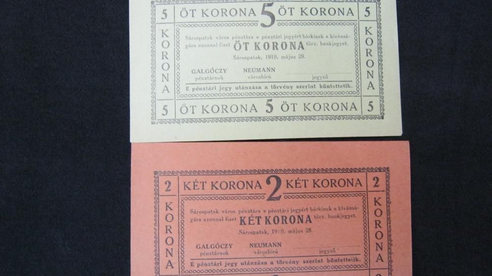 Bancnote de necesitate,Sarospatak,Ungaria,1919