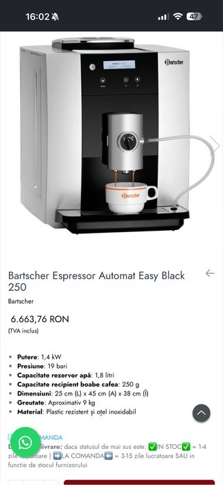 Espressor Bartscher Easy Black 250