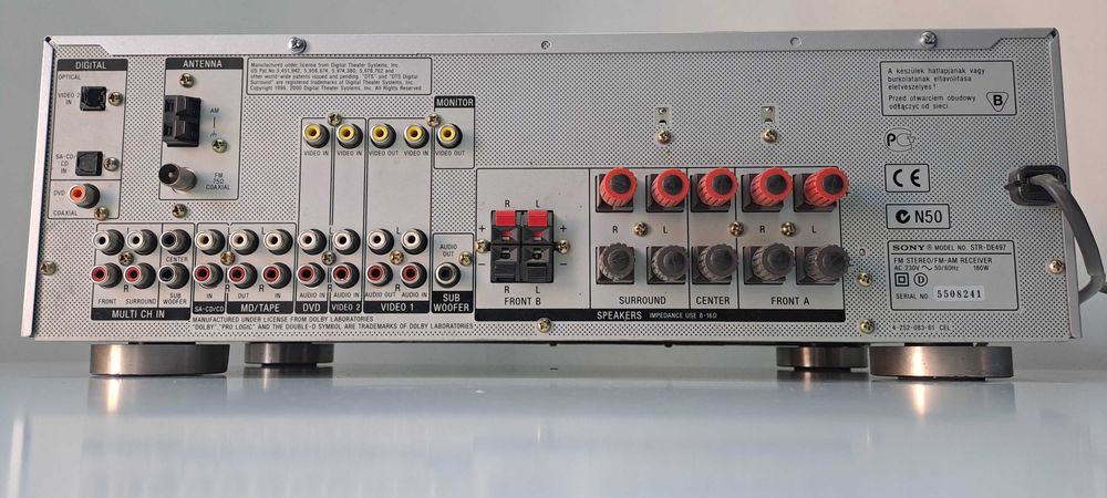 Amplificator Sony STR-DE497 Receiver Digital Stereo si 5.1 Optic Coaxial RDS Argintiu