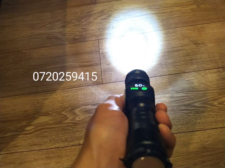 Lanterna LED Tip Laser+COB, Reincarcabila, USB, 5000 Lumeni, 9 Moduri