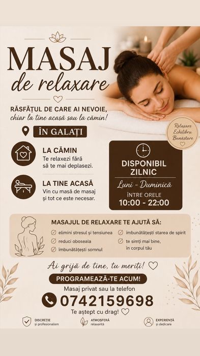 Anunț de masaj de relaxare