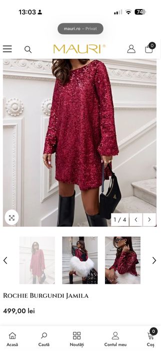 Rochie rosie cu paiete Mauri