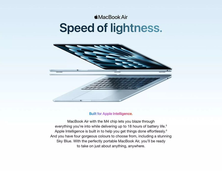 Macbook AiR 13,6” M4 Sky Blue / Starlight ! SIGILAT ! 16GB Apple vs m3