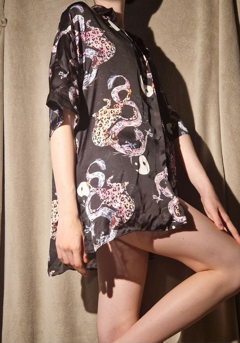 Cămașă Ying Yang mov și negru, mărimea S