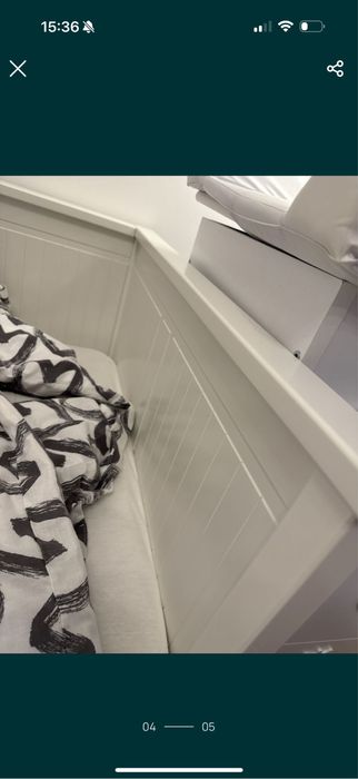 Pat Ikea Divan extensibil alb cu 2 saltele incluse