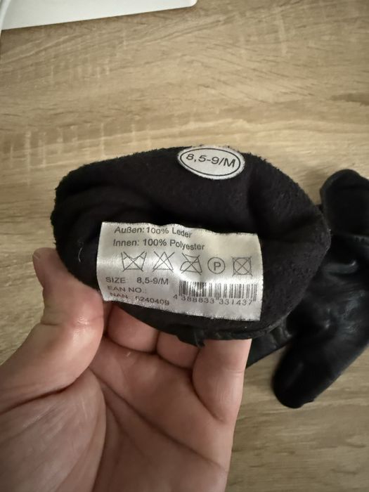 Manusi piele leather cu puff