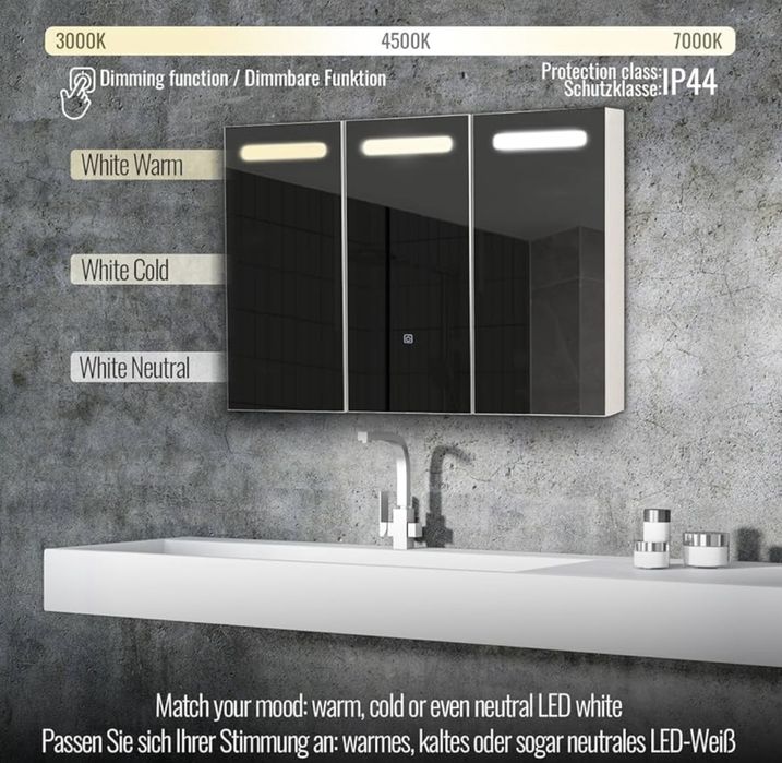 Огледално шкафче за баня Aquamarin® с LED осветление