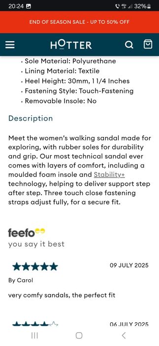 Sandale tehnice dama Hotter 41 42