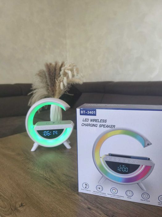 Lampa inteligenta 4in1 cu ceas,iluminare RGB,Bluetooth si incarcare wireless,model GT3401