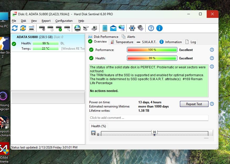 SSD 256gb Adata SU800