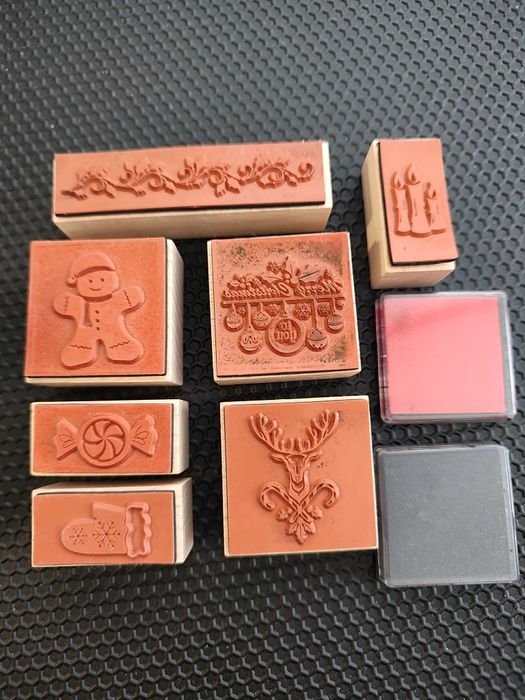 Дервени Крафт Печати (коледен сет с мастилници)