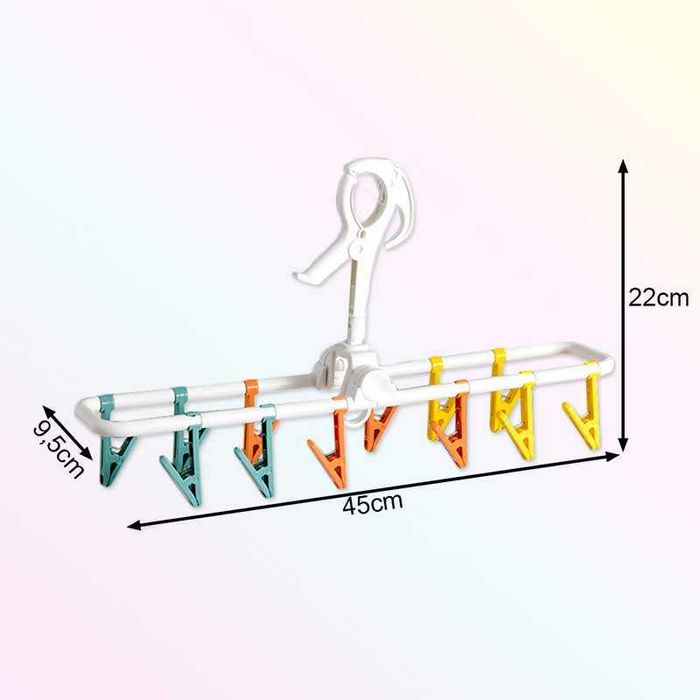 Висящ сушилник за чорапи и бельо с 12 щипки – сгъваем