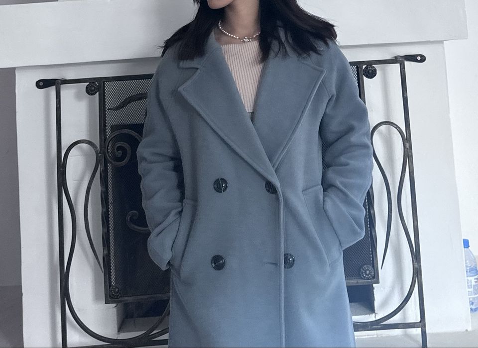 Пальто голубого цвета м размер